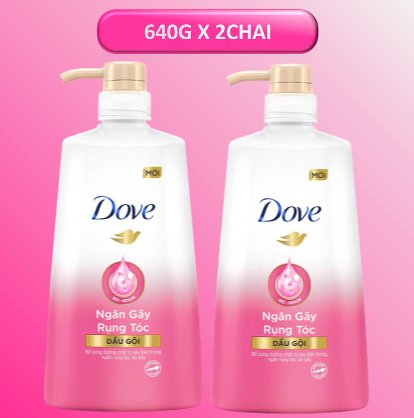  2Chai DOVE Dầu gội Ngăn gãy rụng tóc 621ml 