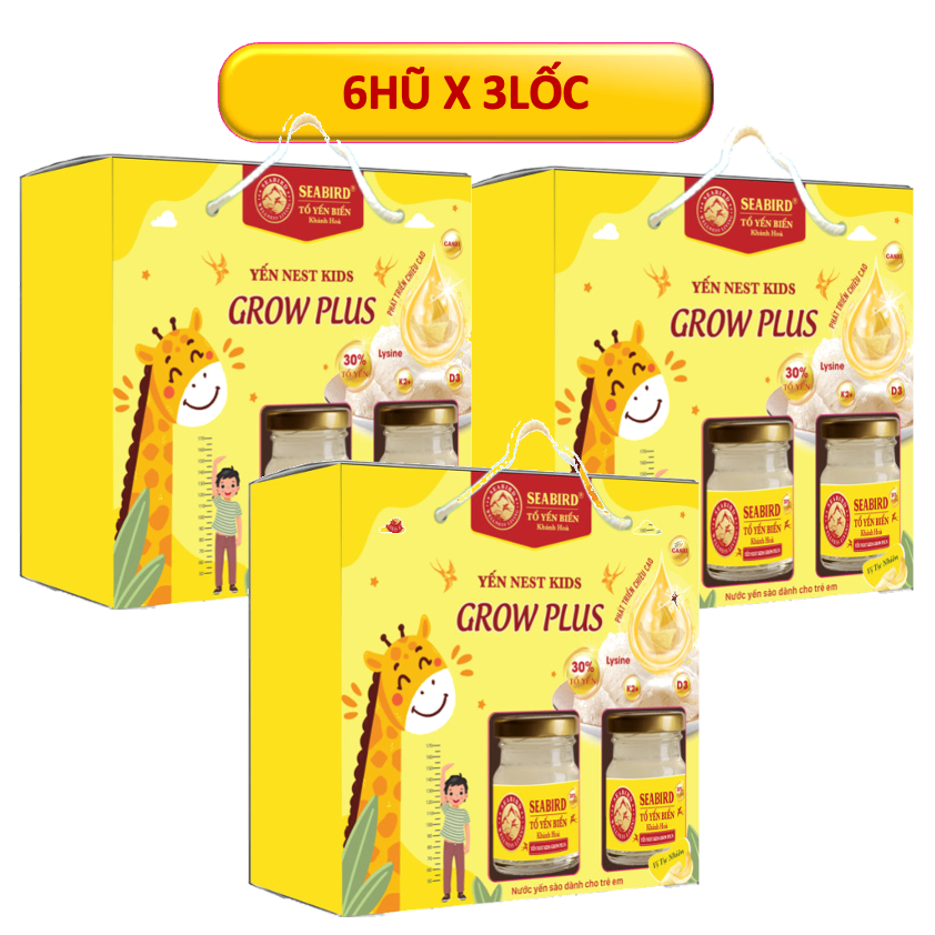 3lốc Nest Kids Grow Plus 30% Yến Chưng Vị TỰ NHIÊN, Lốc 6 Hũ