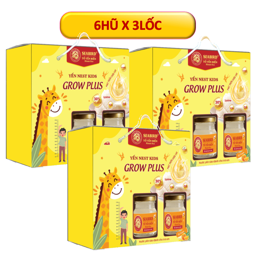 3lốc Nest Kids Grow Plus 30% Yến Chưng Vị CAM, Lốc 6 Hũ