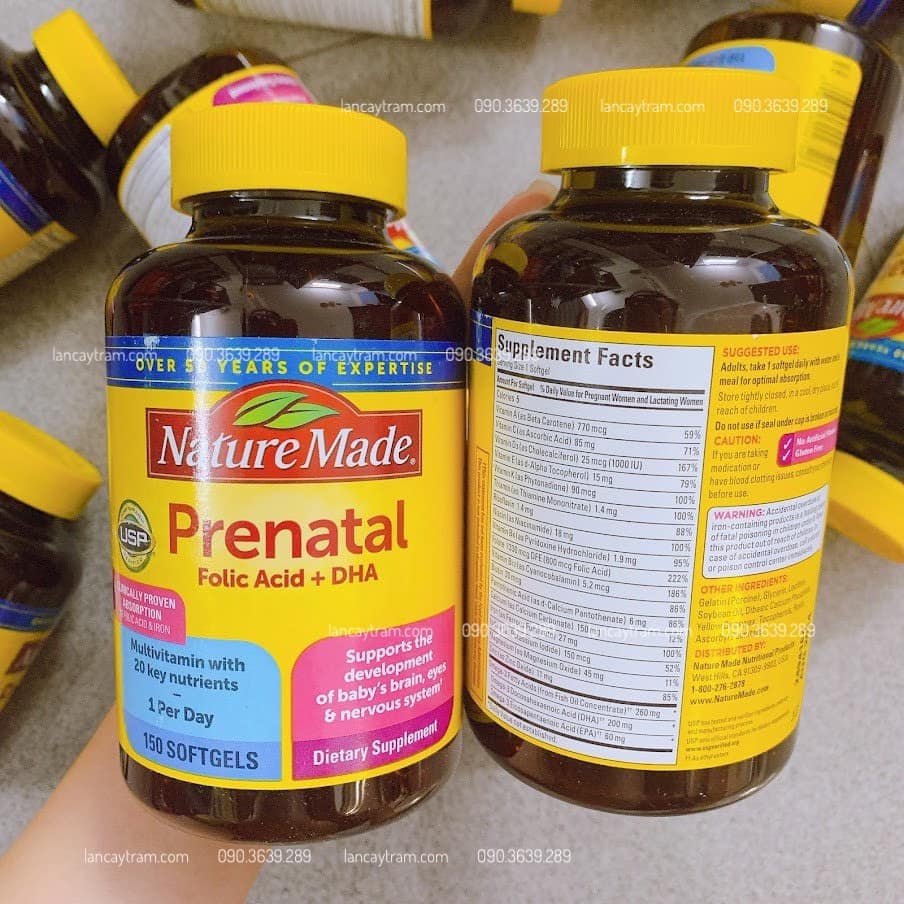 VITAMIN CHO BÀ BẦU NATURE MADE PRENATAL MULTI DHA 200MG 150 VIÊN