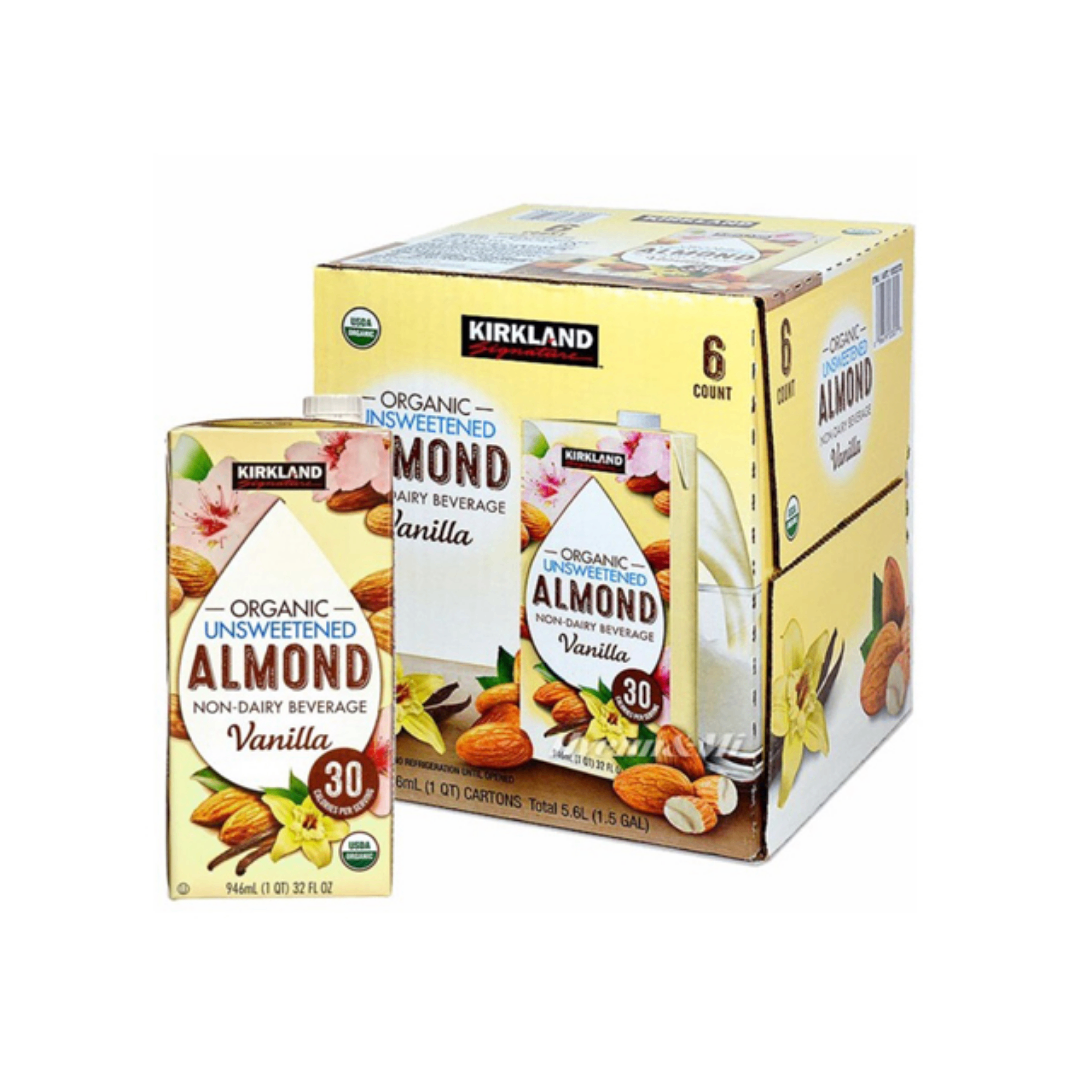 SỮA HẠNH NHÂN KHÔNG ĐƯỜNG ORGANIC KIRKLAND SIGNATURE ORGANIC UNSWEETENED ALMOND VANILLA (THÙNG 6 HỘP X 946ML)
