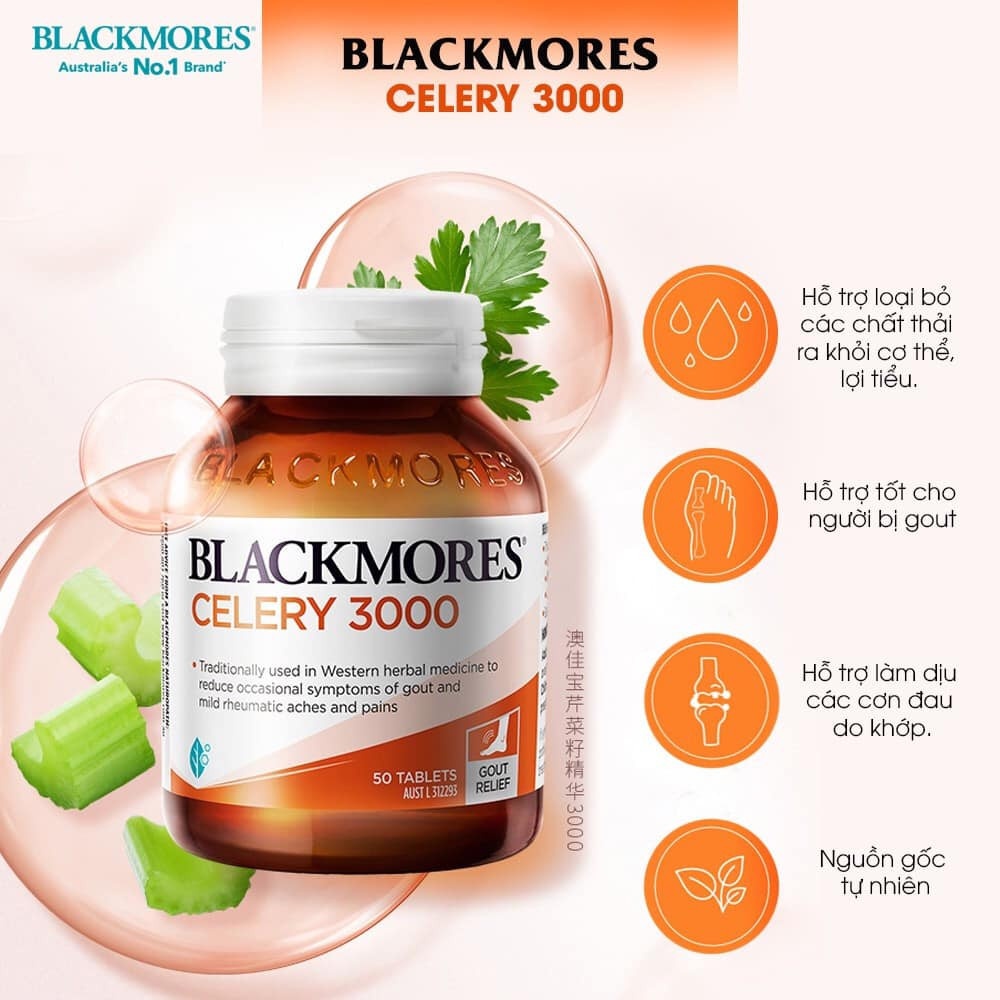 VIÊN UỐNG PHÒNG VÀ ĐIỀU TRỊ GÚT BLACKMORES CELERY 3000, 50 VIÊN