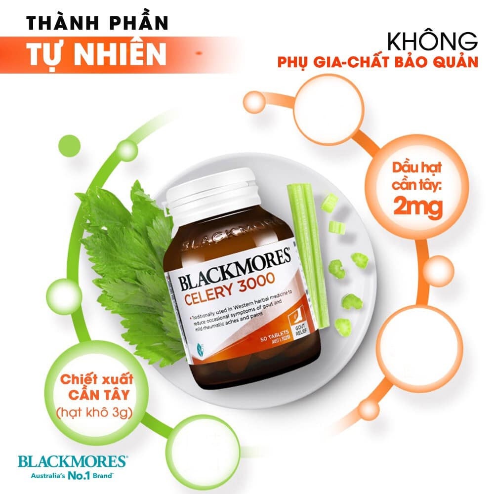 VIÊN UỐNG PHÒNG VÀ ĐIỀU TRỊ GÚT BLACKMORES CELERY 3000, 50 VIÊN