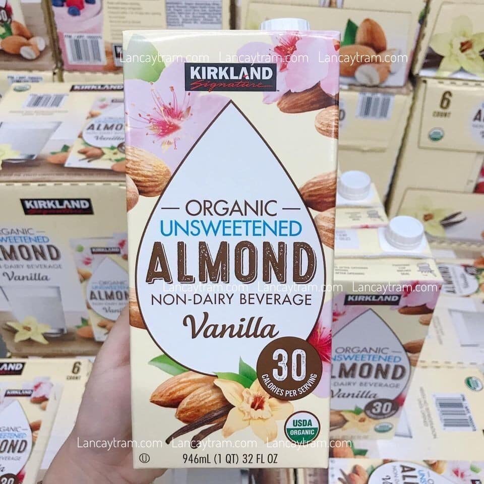 SỮA HẠNH NHÂN KHÔNG ĐƯỜNG ORGANIC KIRKLAND SIGNATURE ORGANIC UNSWEETENED ALMOND VANILLA (THÙNG 6 HỘP X 946ML)