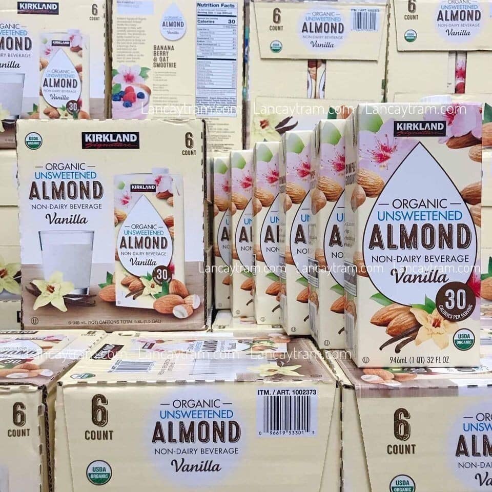 SỮA HẠNH NHÂN KHÔNG ĐƯỜNG ORGANIC KIRKLAND SIGNATURE ORGANIC UNSWEETENED ALMOND VANILLA (THÙNG 6 HỘP X 946ML)