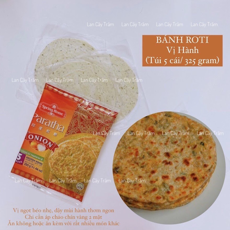 BÁNH ROTI PARATHA VỊ HÀNH SPRING HOME SINGAPORE , TÚI 5 CÁI/ 325 GRAM