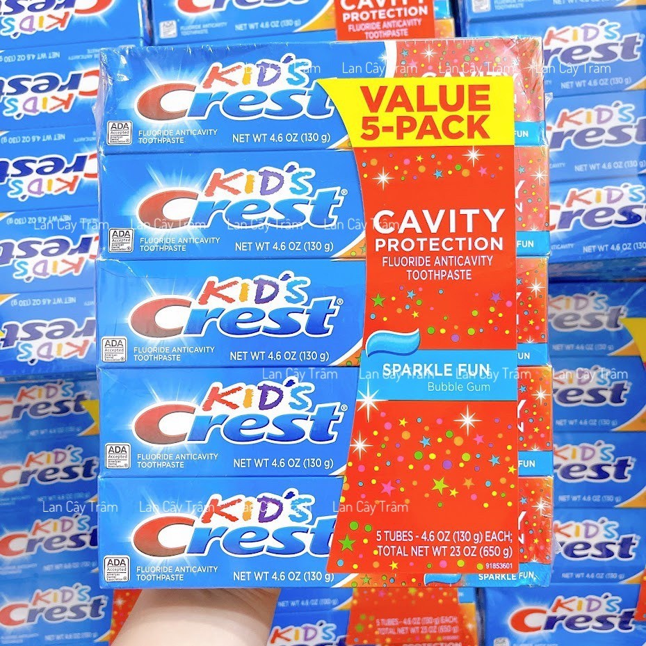 Kid's Crest Cavity Protection Toothpaste - Kem Đánh Răng Cho Bé Hương Bubble Gum, Bộ 5 Tuýp