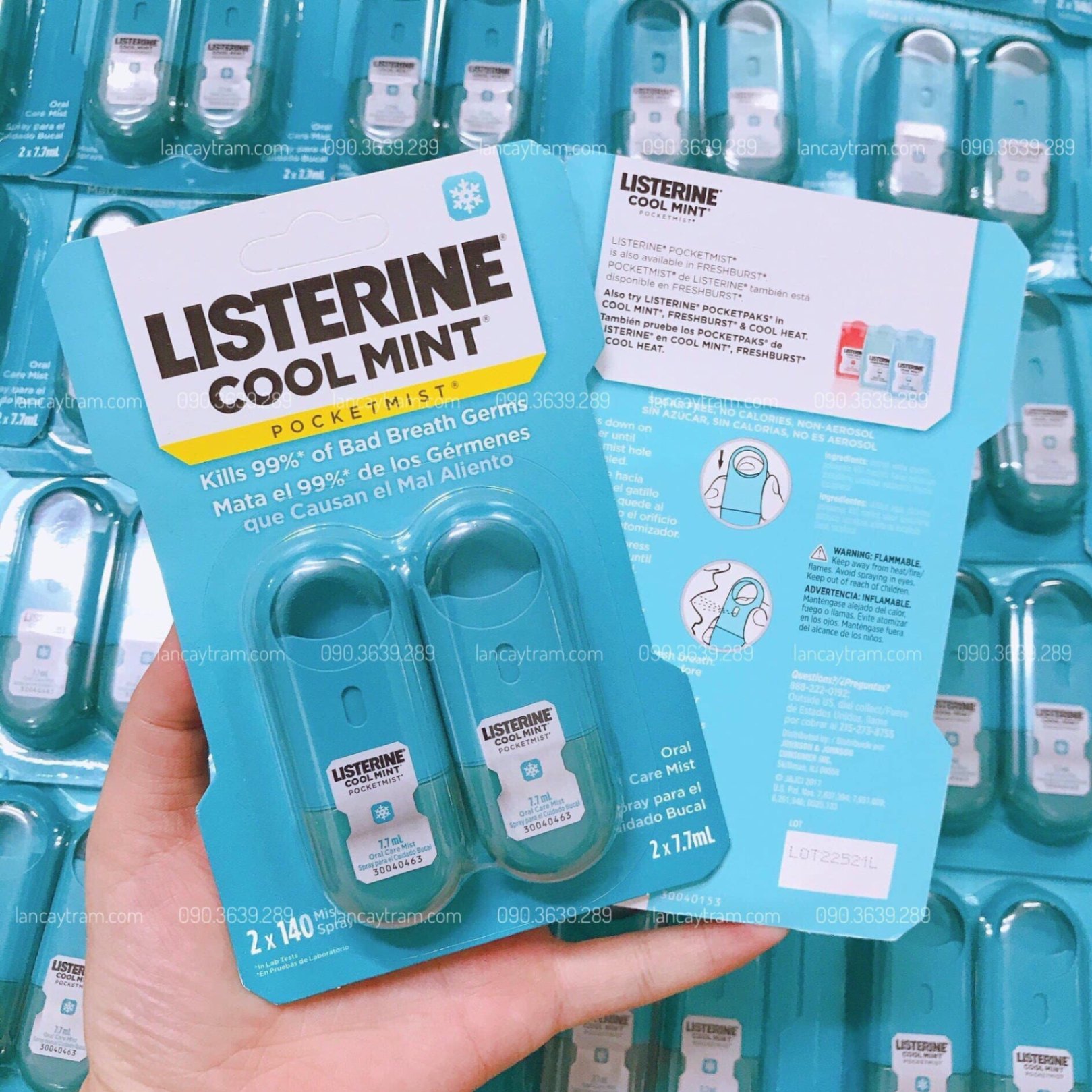 2 XỊT THƠM MIỆNG LISTERINE POCKETMIST COOL MINT 7.7ML - BẠC HÀ MÁT LẠNH