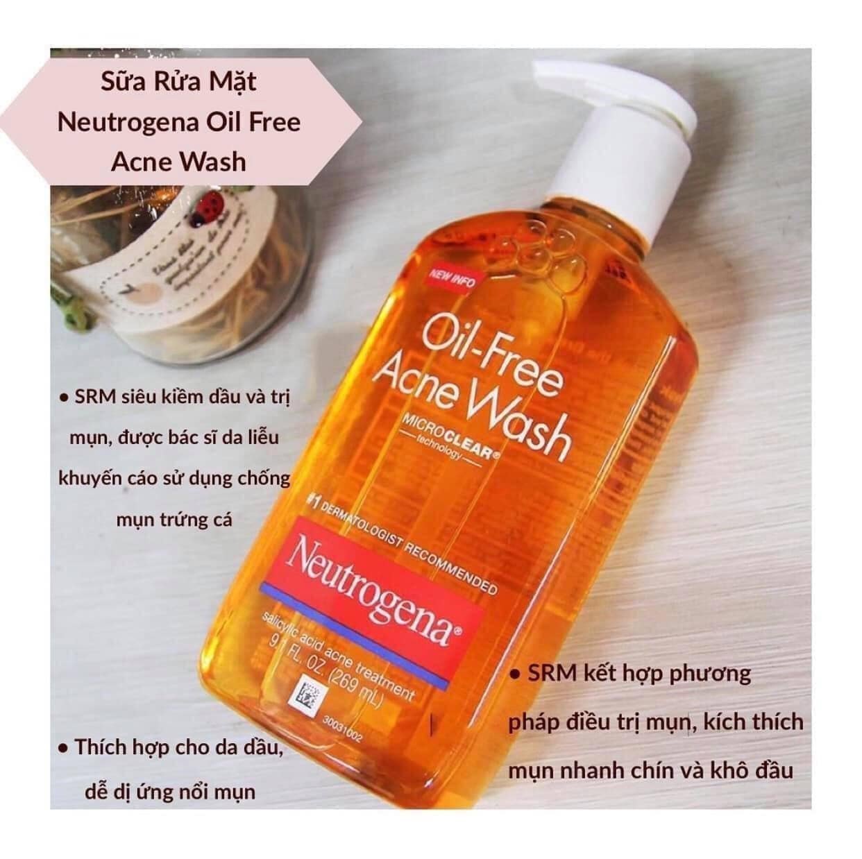 Neutrogena Oil-Free Acne Wash - Sữa Rửa Mặt Trị Mụn Không Dầu 268ml