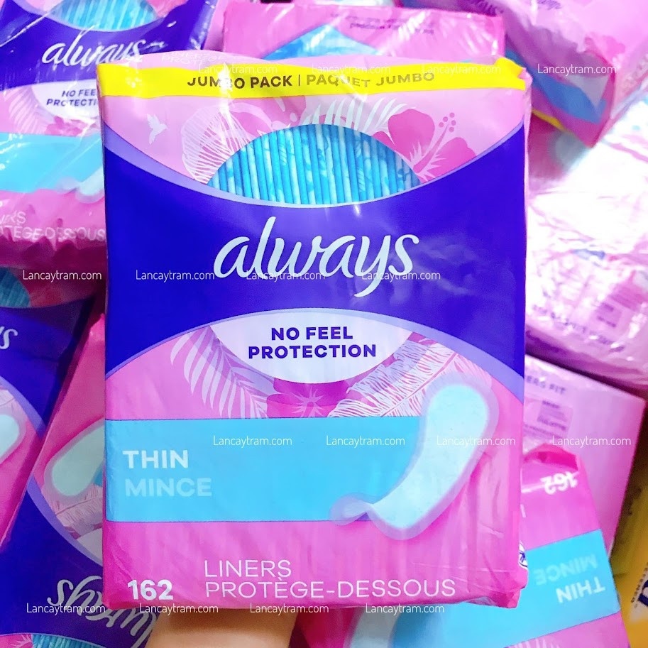 BĂNG VỆ SINH HẰNG NGÀY ALWAYS THIN – NO FEEL PROTECTION 162 MIẾNG