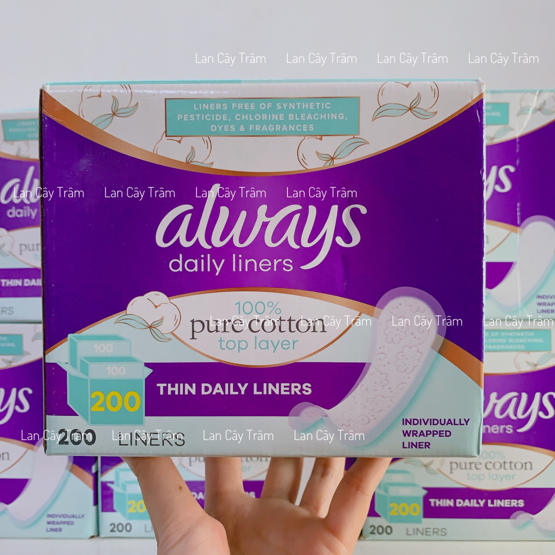 Always Daily Liners 100% Pure Cotton Top Layer Thin - Gói 200 Miếng