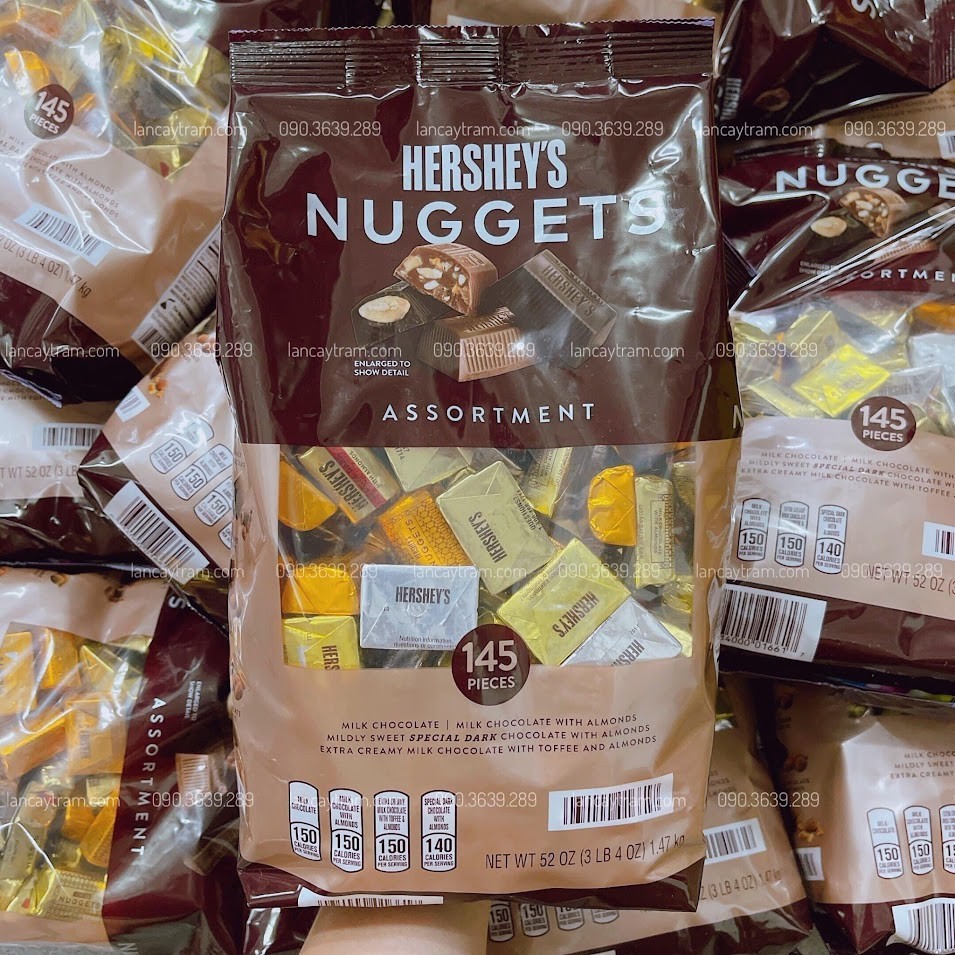 SOCOLA HERSHEY NUGGETS ASSORTMENT MIX 4 VỊ (1.47KG - 145 VIÊN)