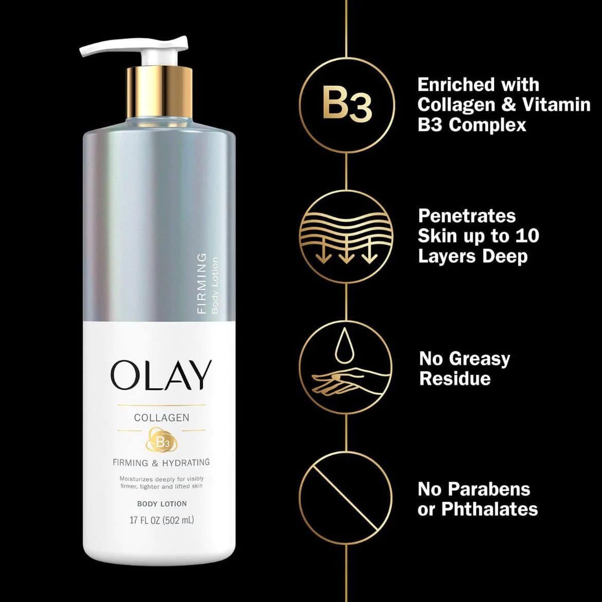 DƯỠNG THỂ OLAY COLLAGEN B3 FIRMING & HYDRATING BODY LOTION, 502ML (BẢN MỸ)