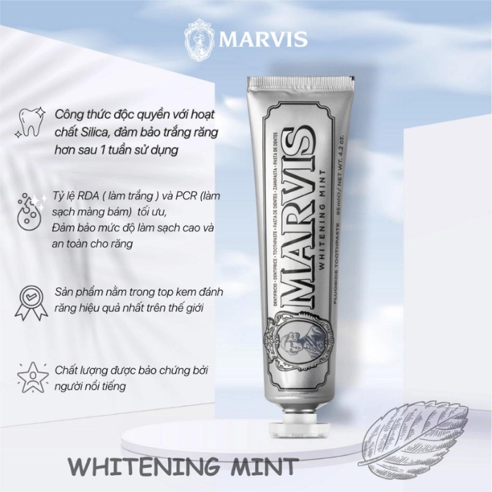 KEM ĐÁNH RĂNG MARVIS WHITENING MINT, 85ML