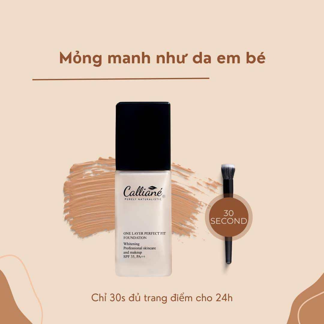 Kem nền Calliane SPF 35+, Calliane One Layer Perfect Fit Foundation, kem nền Calliane 30ml, kem nền dưỡng ẩm Calliane