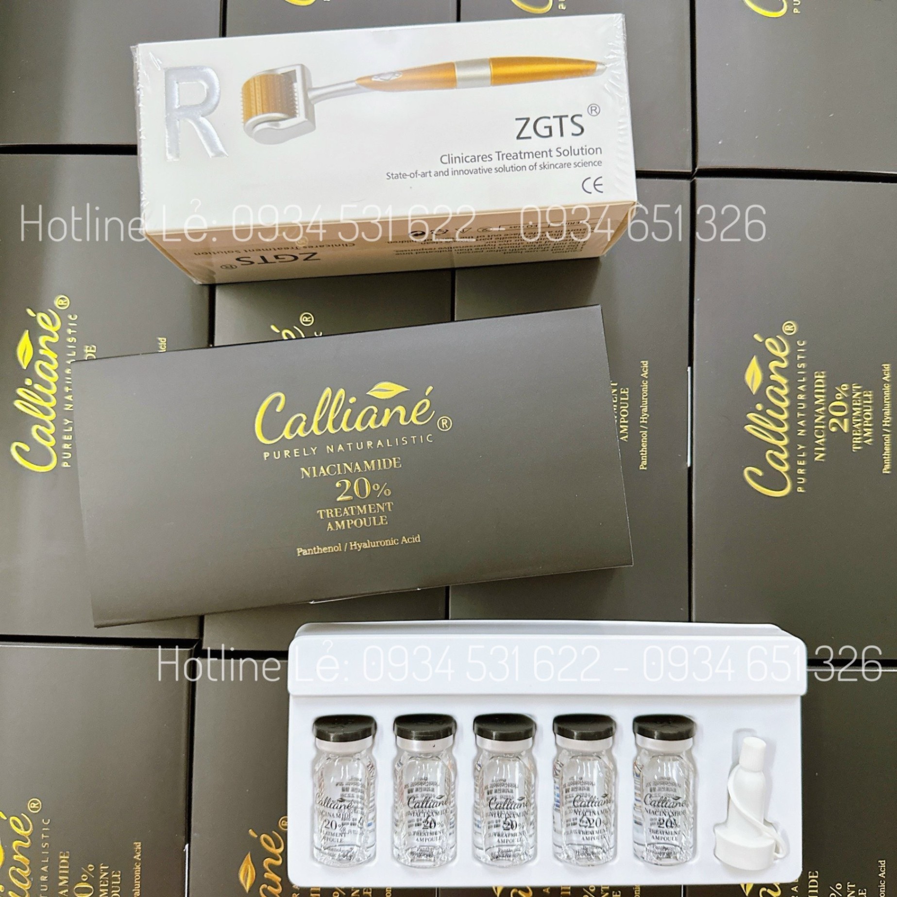 TINH CHẤT TẾ BÀO GỐC NIACINAMIDE 20% CALLIANÉ HỘP 8ML * 5 CHAI + CÂY LĂN LIM