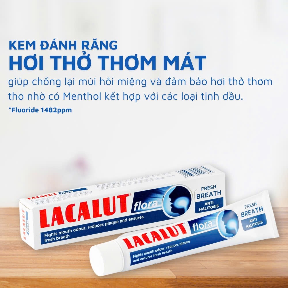 Kem đánh răng Lacalut chống hôi miệng, Lacalut Flora, Kem đánh răng thơm miệng Lacalut, Lacalut Fresh Breath