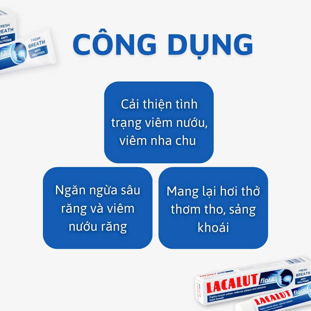 Kem đánh răng Lacalut chống hôi miệng, Lacalut Flora, Kem đánh răng thơm miệng Lacalut, Lacalut Fresh Breath