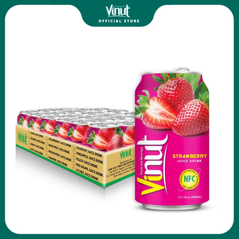 Khay 24 Lon Nước Ép Dâu Vinut 330ml