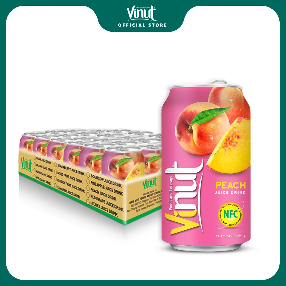 Khay 24 lon Nước ép Đào VINUT 330ml