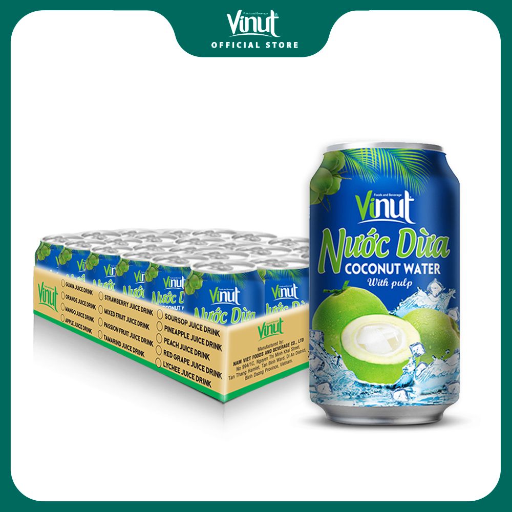 Khay 24 Lon Nước Dừa Có Thịt Vinut 330ml