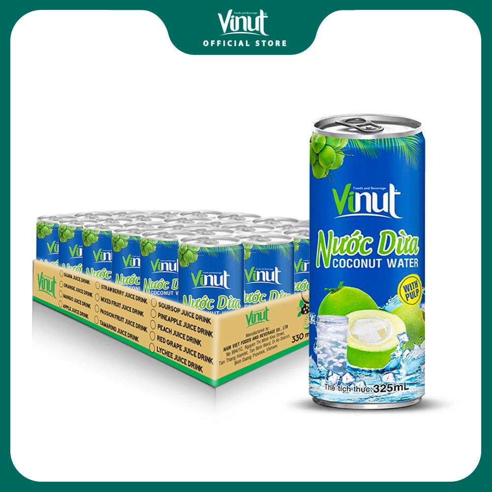 Khay 24 Lon Nước Dừa Có Thịt Vinut 325ml