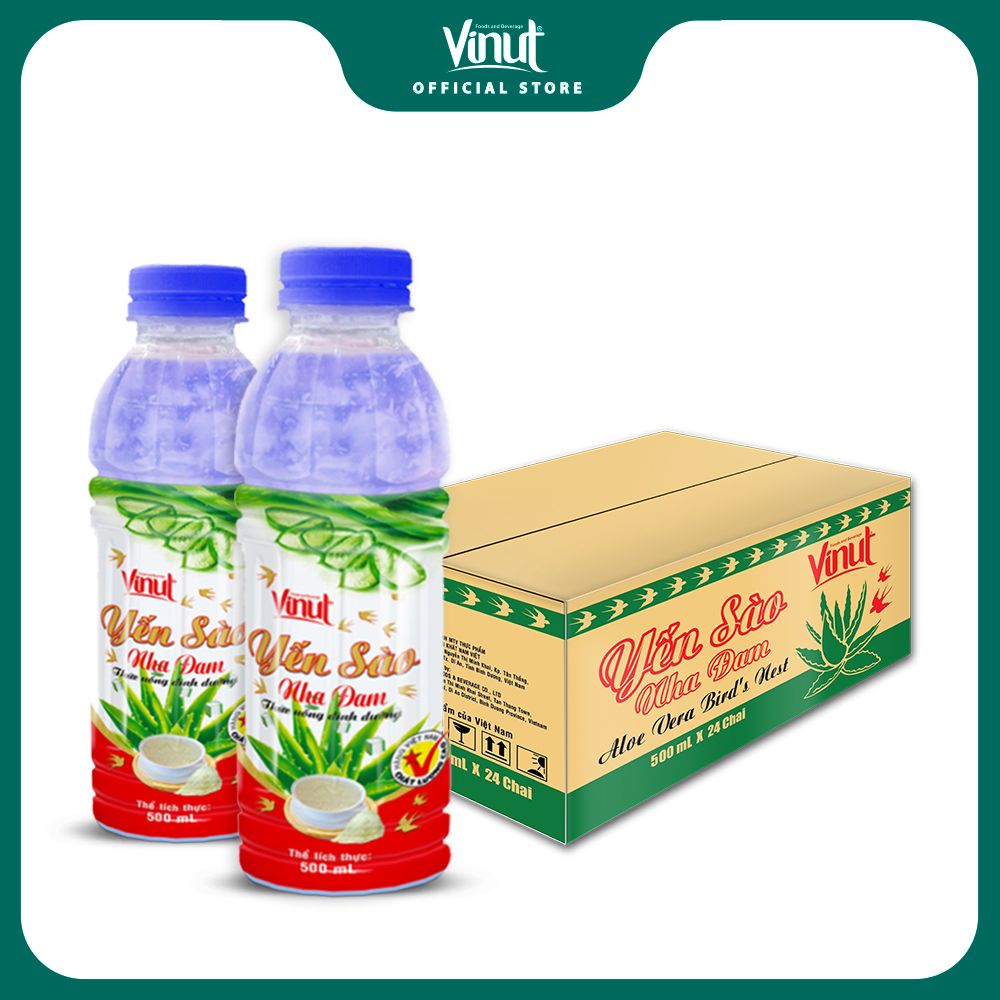 Thùng 24 Chai Nước Nha Đam Yến Sào Vinut 500ml