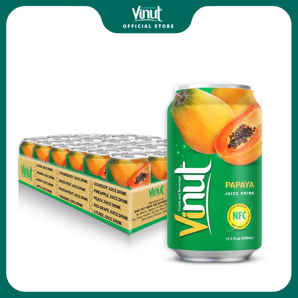 Khay 24 Lon Nước Ép Đu Đủ Vinut 330ml