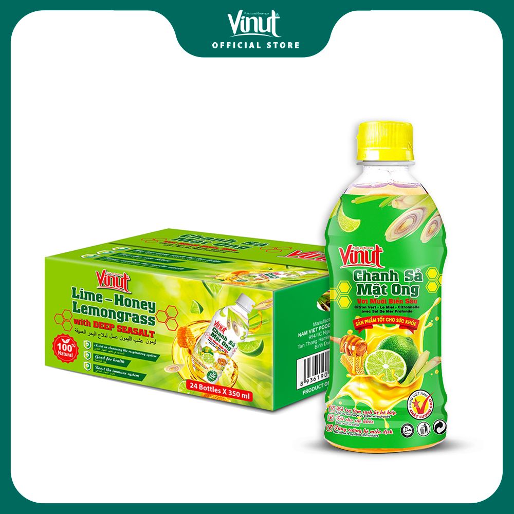 Thùng 24 Chai Chanh Sả Mật Ong Với Muối Biển Sâu Vinut 350ml