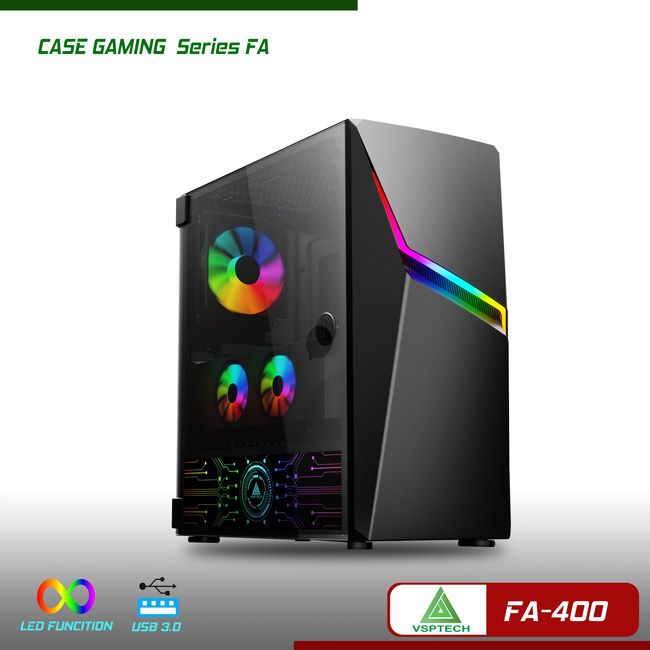 Case Game VSP FA400 sẵn Fan + dải Led RGB