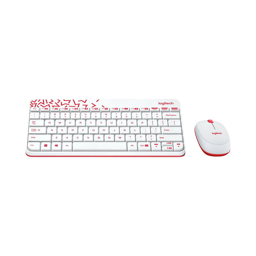 Bộ bàn phím chuột không dây Logitech MK240 Trắng - Đỏ