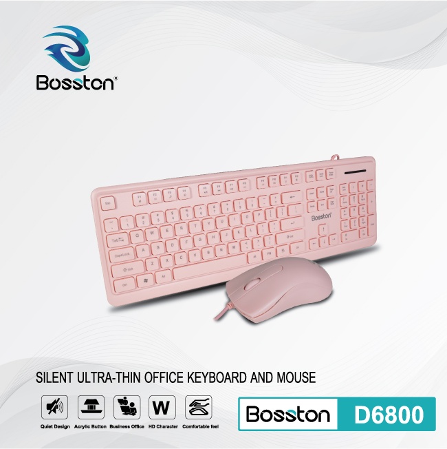 Bộ bàn phím chuột Bosston D6800 Hồng