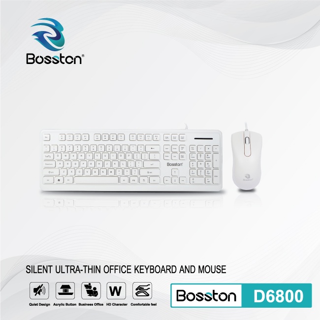 Bộ bàn phím chuột Bosston D6800 trắng