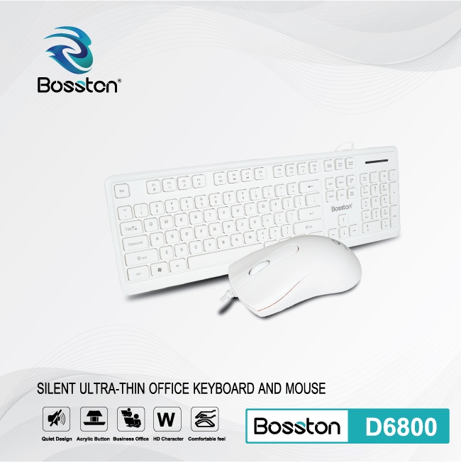 Bộ bàn phím chuột Bosston D6800 trắng