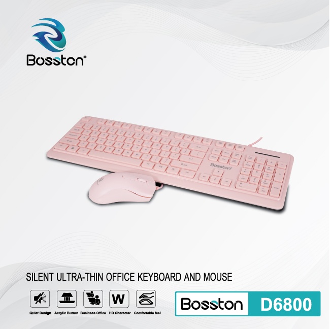 Bộ bàn phím chuột Bosston D6800 Hồng