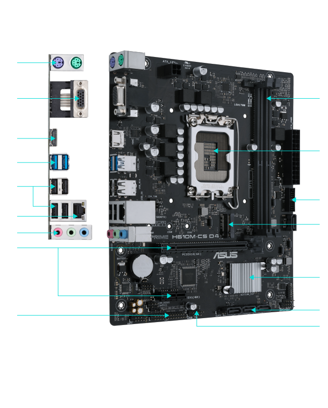 Mainboard Asus Prime H610M-CS LGA1700 ( 2 Khe Ram)