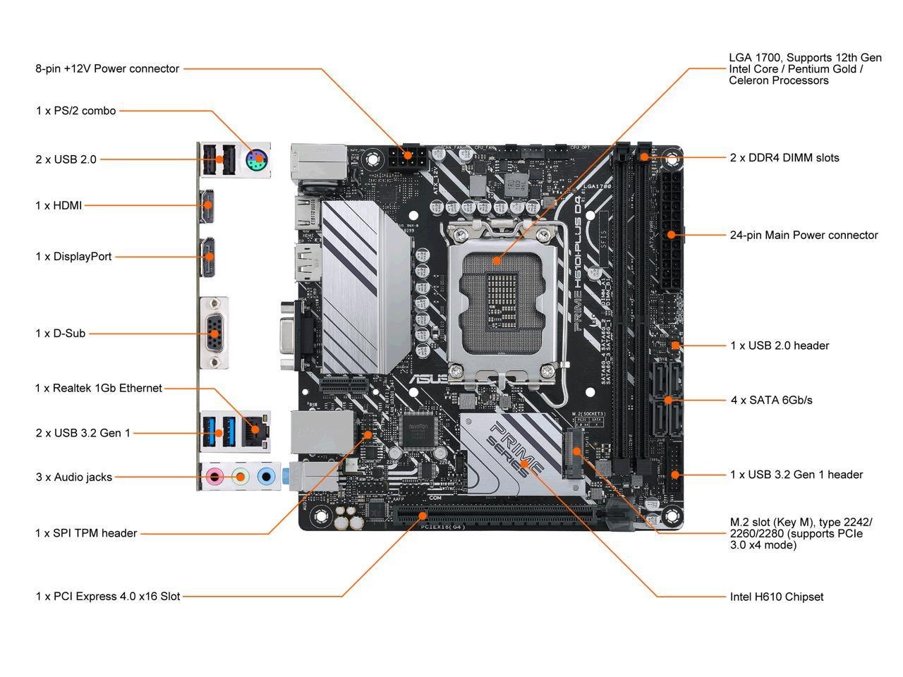 Mainboard Asus PRIME H610i-PLUS D4 (ITX)