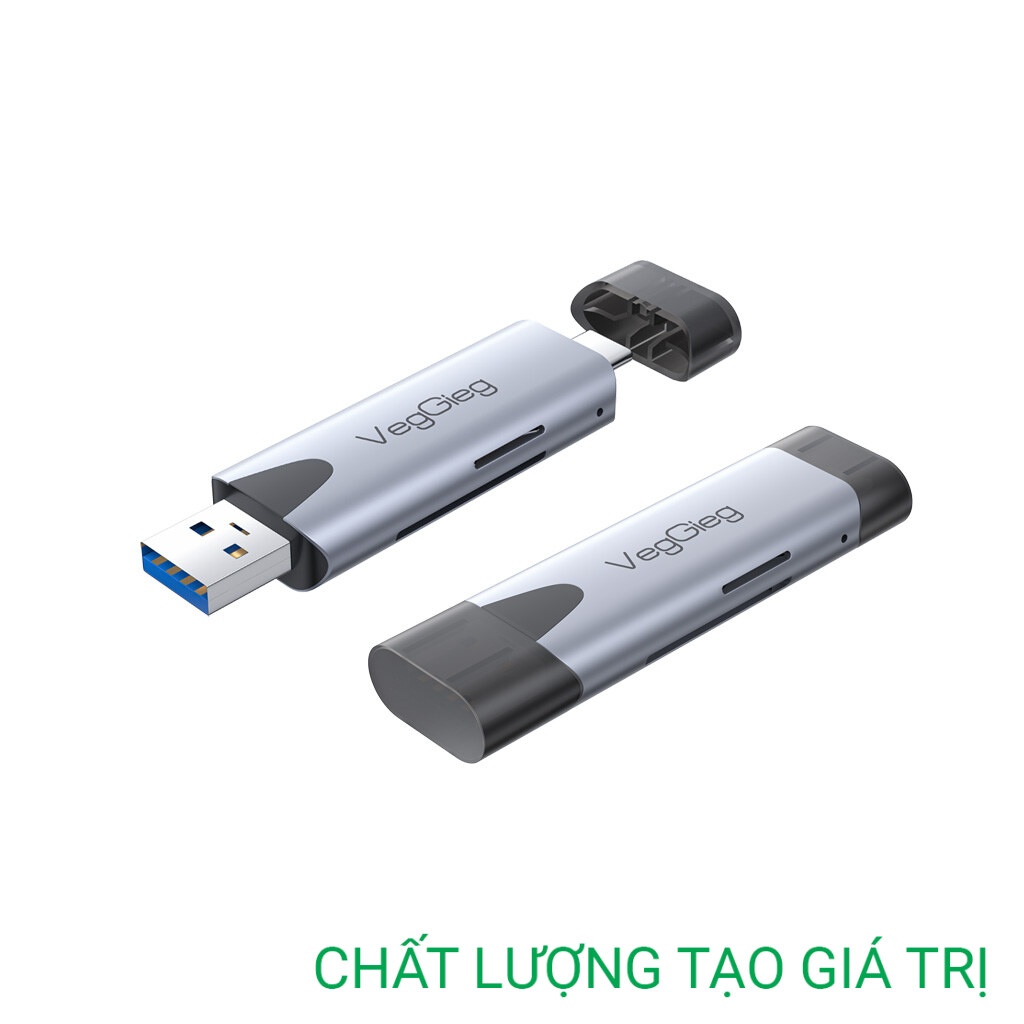 Đầu Đọc Thẻ Nhớ Đa Năng USB/USB Type C 2 in 1 SD/TF VEGGIEG V-C305