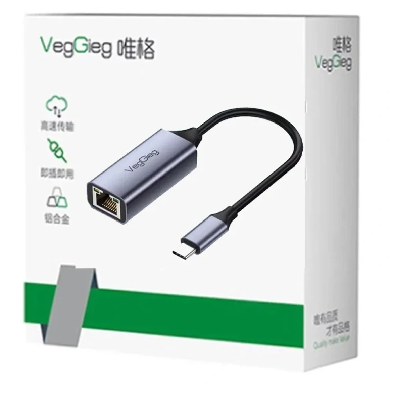 Cáp chuyển USB Type C ra Lan 1GB VEGGIEG V-K308