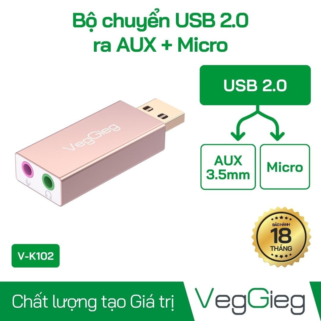 USB Sound Card 2.0 VEGGIEG V-K102