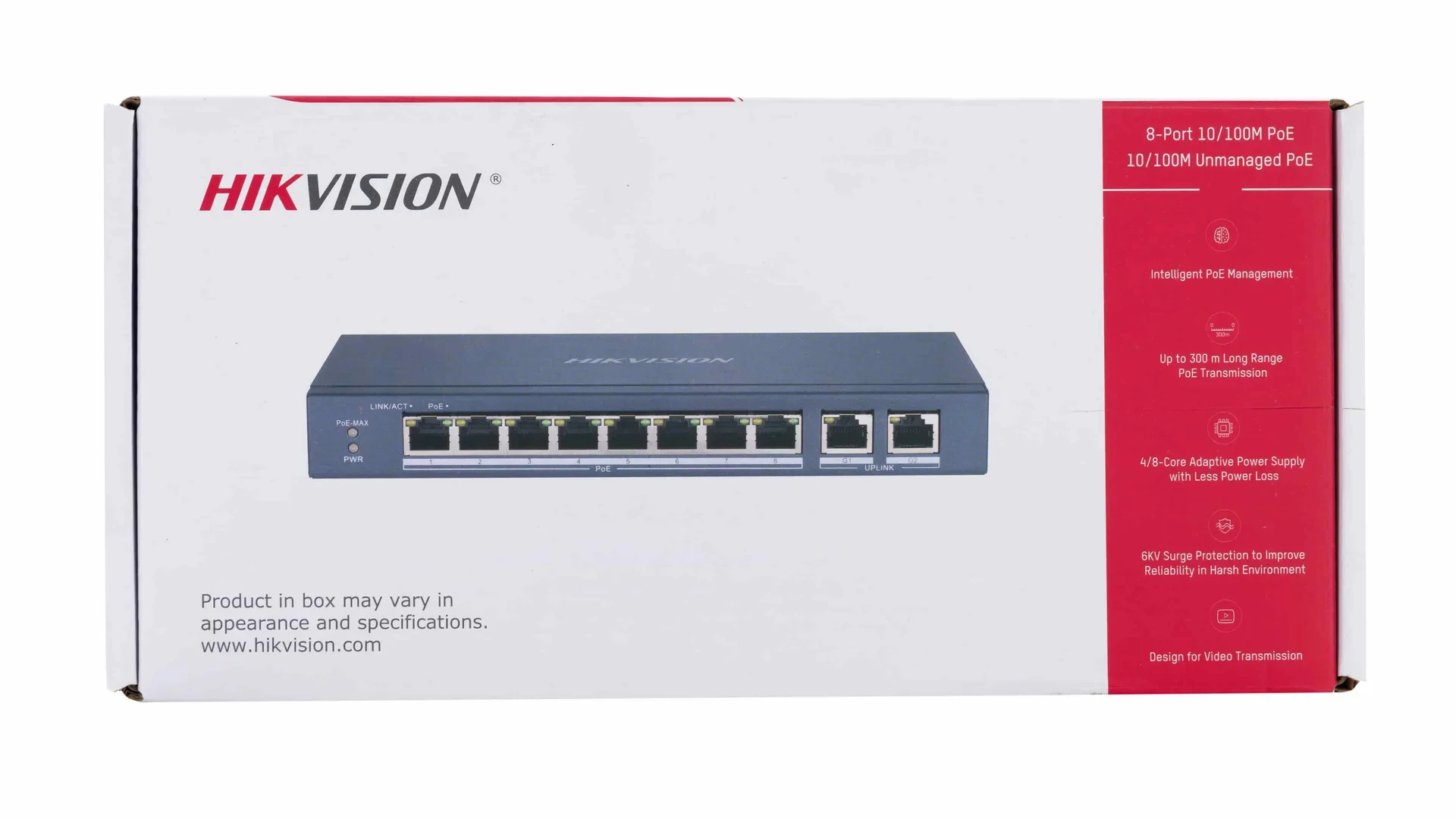 Switch POE Hikvision DS-3E0310P-E/M 10/100/1000 Mbps ( 8 Port + 2 Uplink)