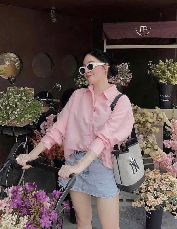 ÁO SƠ MI HỒNG TRƠN DÀI TAY