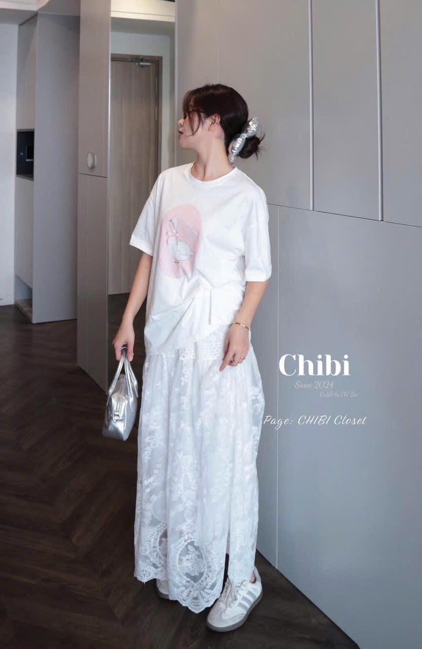 CHÂN VÁY VOAN REN HOA NỔI MIDI M302 QCCC
