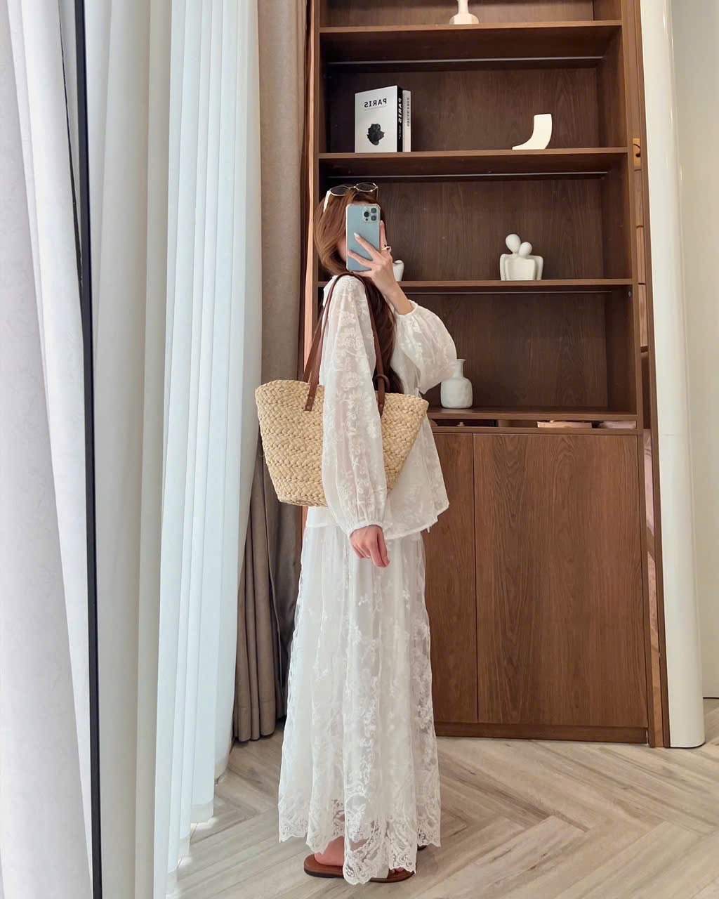 CHÂN VÁY VOAN REN HOA NỔI MIDI M302 QCCC
