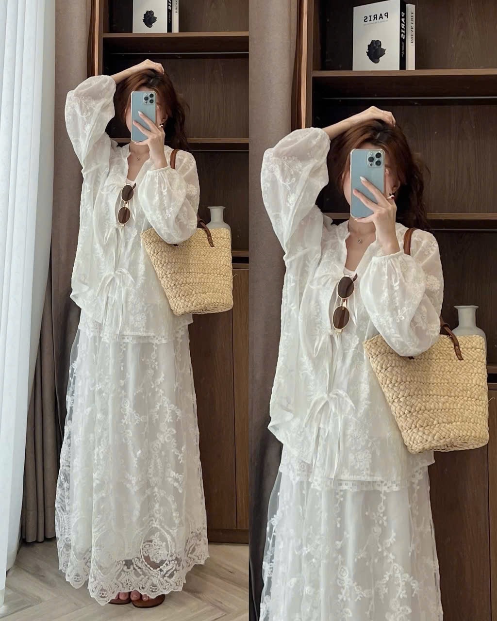 CHÂN VÁY VOAN REN HOA NỔI MIDI M302 QCCC
