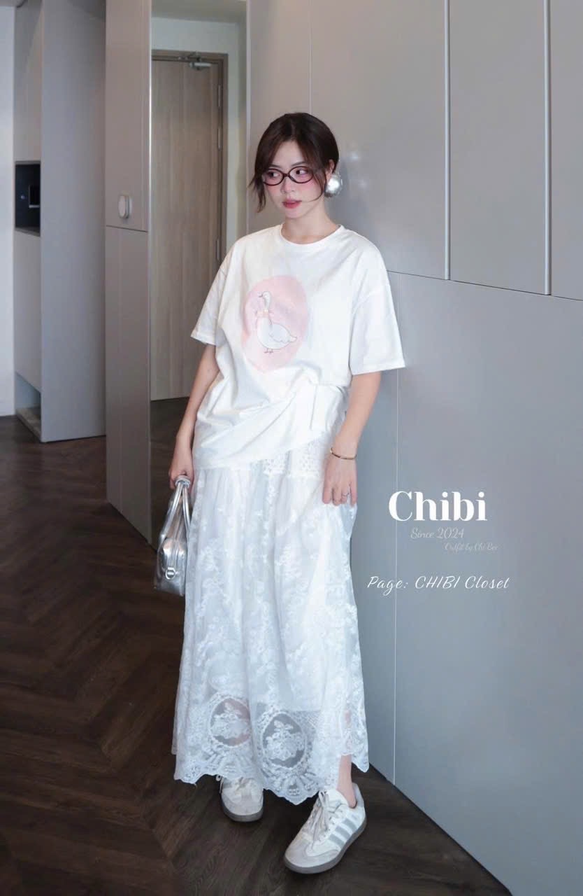 CHÂN VÁY VOAN REN HOA NỔI MIDI M302 QCCC