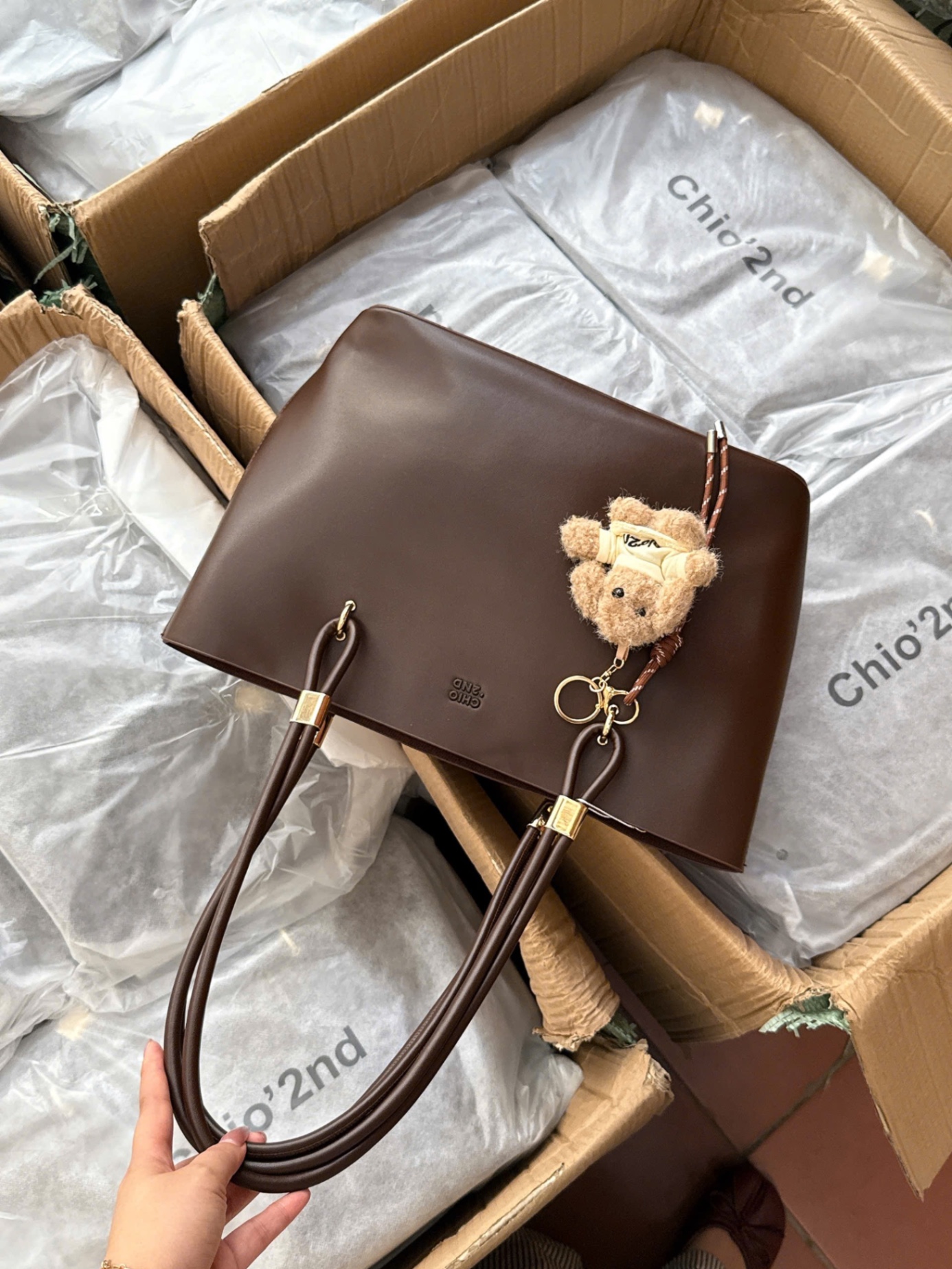 TÚI TOTE CHIO’2ND BIGSIZE KÈM GẤU NÂU HS185