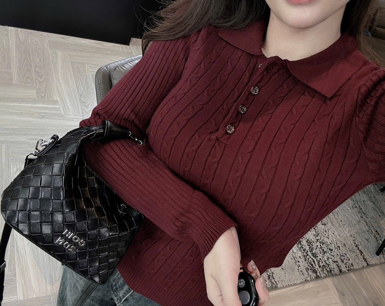 Hang nhà máy - ÁO LEN ĐỎ CÚC NGỰC DT