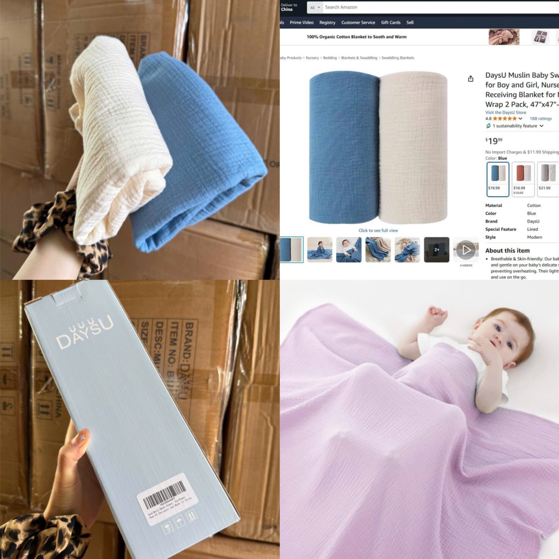 SET 2 KHĂN MUSLIN FULL BOX AUTH DAYSU