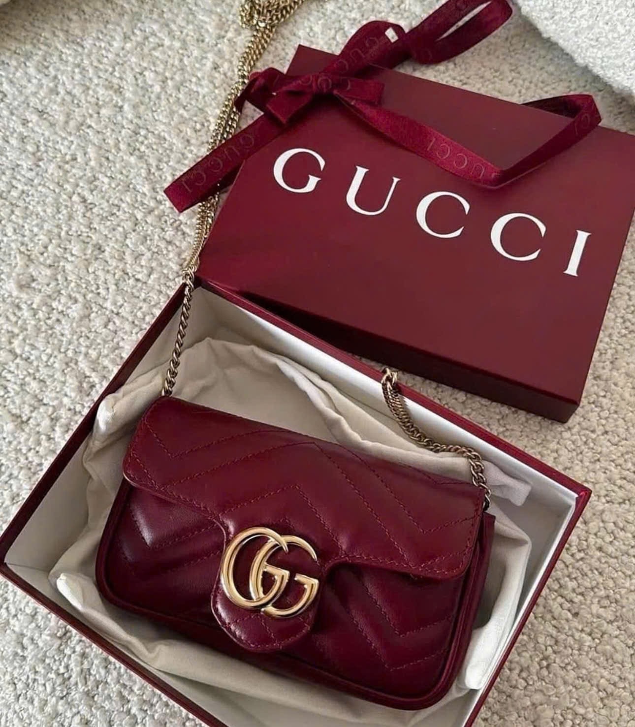 TÚI XÁCH GUCI BURGUNDY HOT FULL BOX XUẤT DƯ